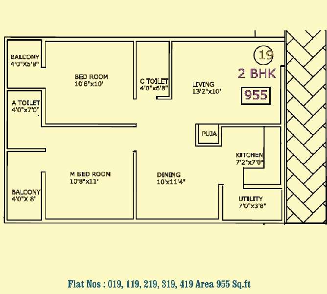 vaastu hill view ii apartment 2bhk 955sqft 71