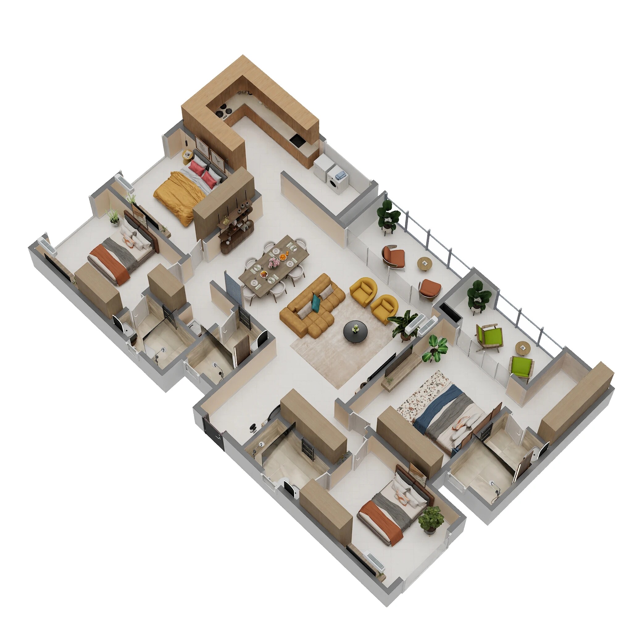 Floor plan of 4 BHK 2599 Sq. Ft. Apartment in Vaishnavi Krishna Brindavan, Bangalore