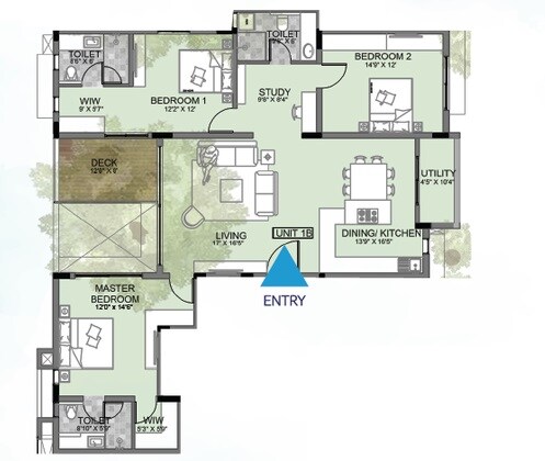 Floor plan of 3 BHK 2306 Sq. Ft. Apartment in Vaishnavi Rhapsody, Bangalore