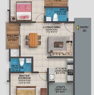 vaishnavi serene apartment 2bhk 648sqft 1