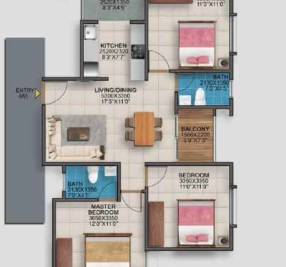 vaishnavi serene apartment 3bhk 774sqft 1