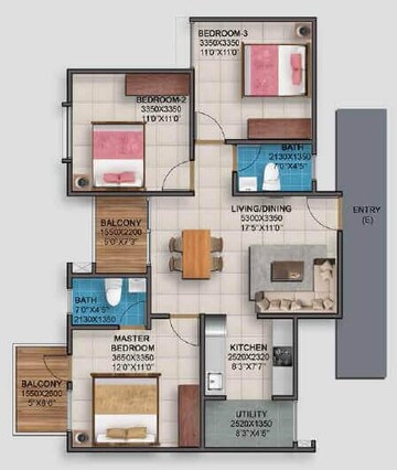  3 BHK Apartment at Vaishnavi Serene, Yelahanka – for Rent