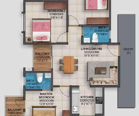 vaishnavi serene apartment 3bhk 777sqft 1