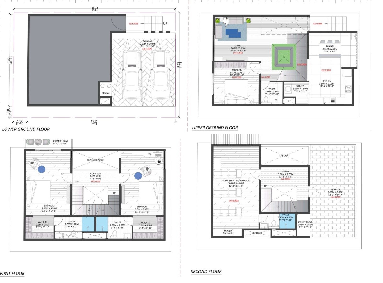 Floor plan of 4 BHK 2900 Sq. Ft. Villa in Vaishno Luxuria, Bangalore