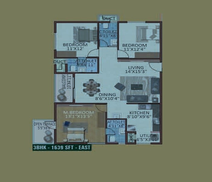 3 BHK 1639 Sq. Ft. Apartment