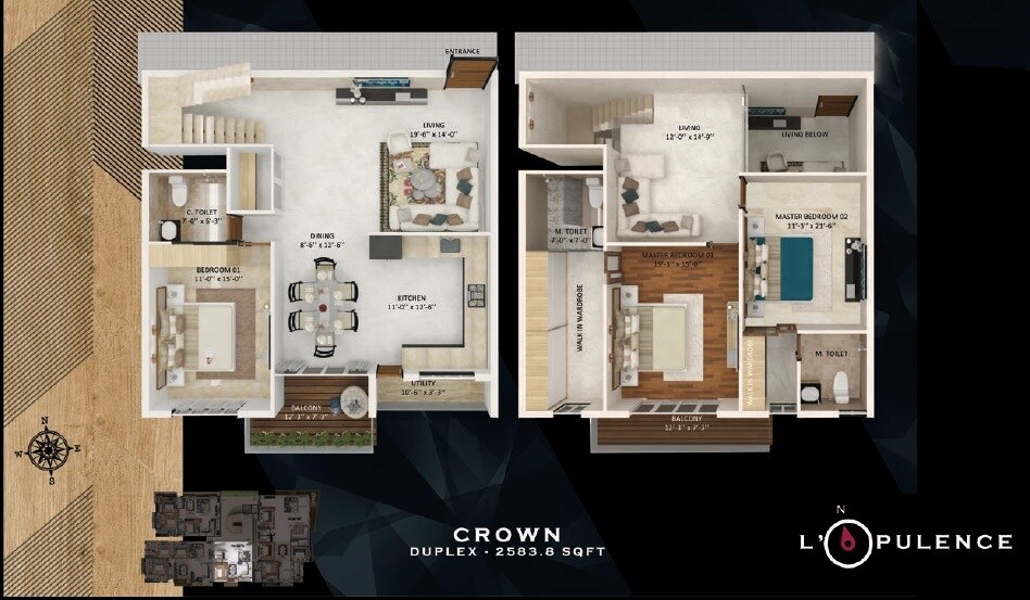 Floor plan of 3 BHK 2584 Sq. Ft. Apartment in Vaishnodevi L Opulence, Bangalore