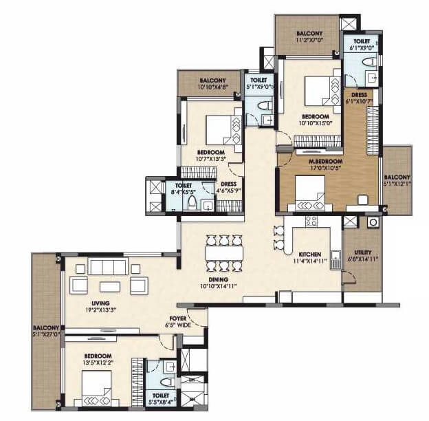 4 BHK 3018 Sq. Ft. Apartment