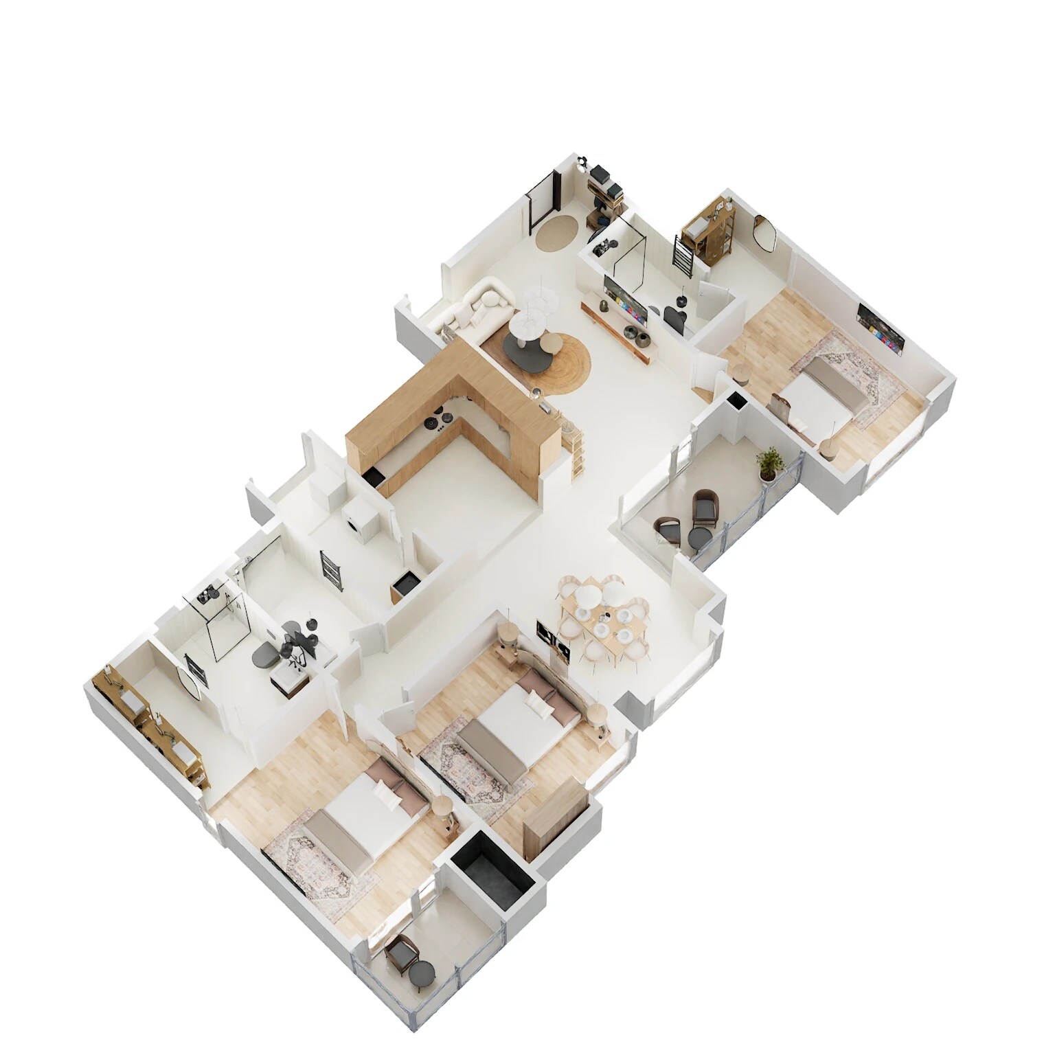 Floor plan of 3 BHK 1573 Sq. Ft. Apartment in Vajram Vivera, Bangalore
