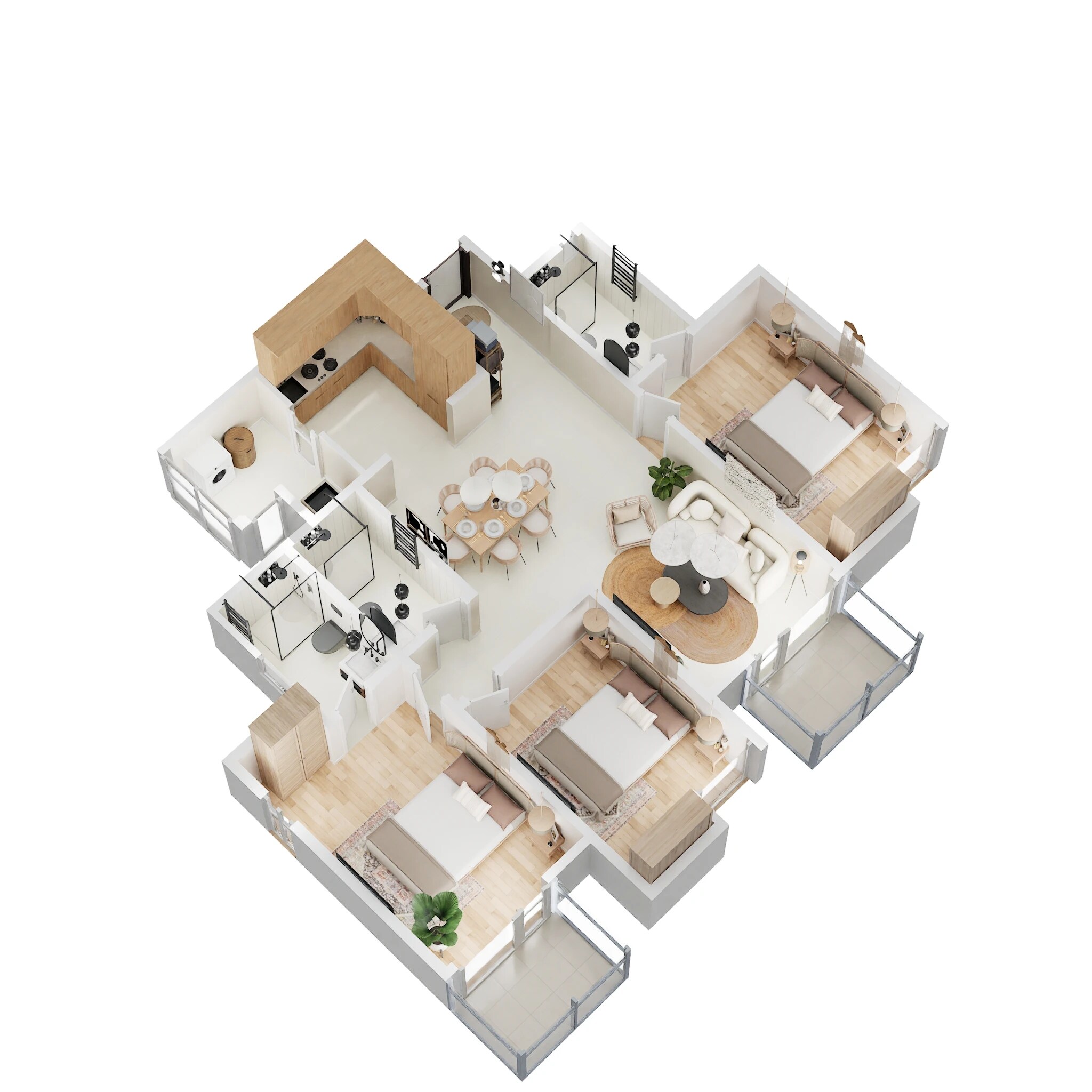 Floor plan of 3 BHK 2069 Sq. Ft. Apartment in Vajram Vivera, Bangalore
