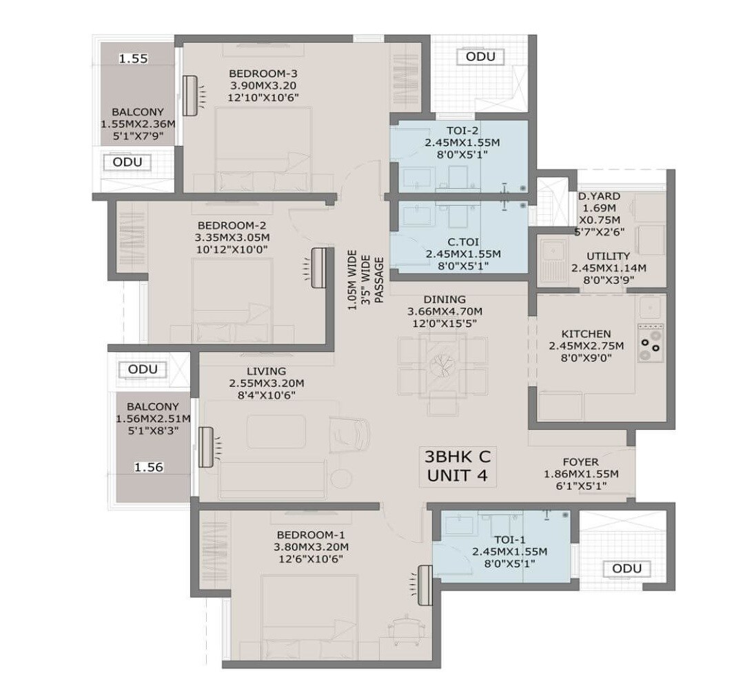  3 BHK Apartment at Vajram Vivera, Kogilu – for Sale