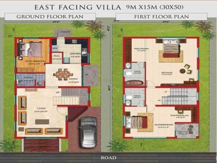 Floor plan of 3 BHK 1460 Sq. Ft. Villa in Vakil Encasa, Bangalore