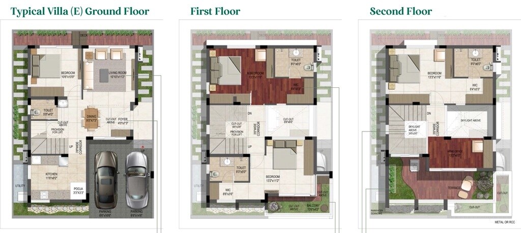 Floor plan of 4 BHK 3127 Sq. Ft. Villa in Valby Ira, Bangalore