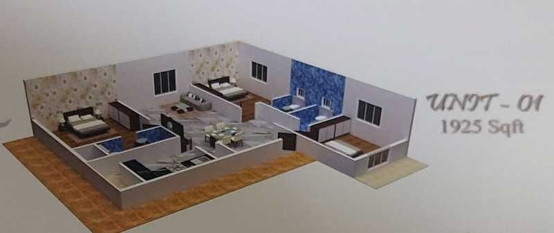 Floor plan of 3 BHK 1925 Sq. Ft. Apartment in Vallabha Jaganath SKN, Bangalore
