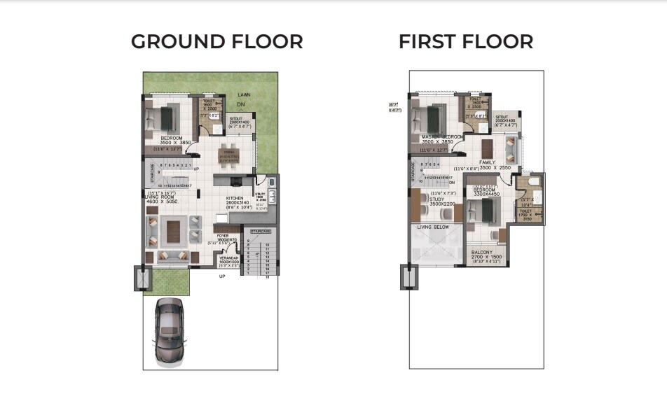 Floor plan of 3 BHK 2996 Sq. Ft. Villament in Valmark City Ville, Bangalore