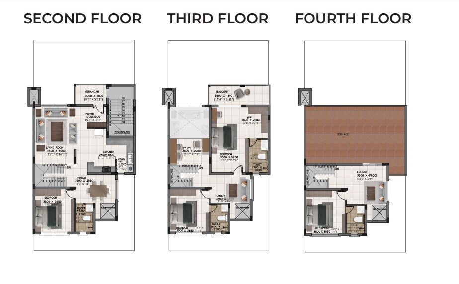Floor plan of 4 BHK 3195 Sq. Ft. Villament in Valmark City Ville, Bangalore
