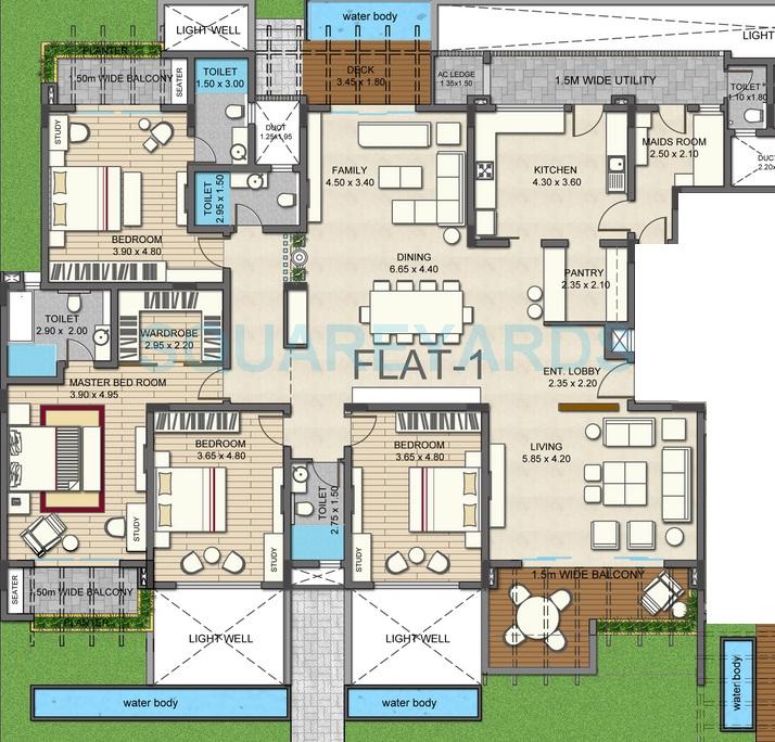 Floor plan of 4 BHK 3500 Sq. Ft. Apartment in Value Designbuild Nusa Dua Chromatic, Bangalore