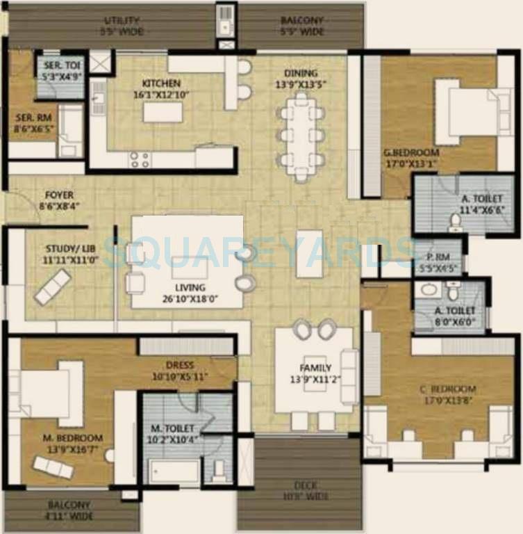 Floor plan of 3 BHK 3595 Sq. Ft. Apartment in Value Designbuild Willow Farm, Bangalore