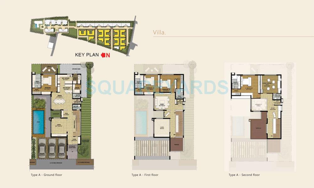 Floor plan of 4 BHK 6065 Sq. Ft. Villa in Value Designbuild Willow Farm Villa, Bangalore