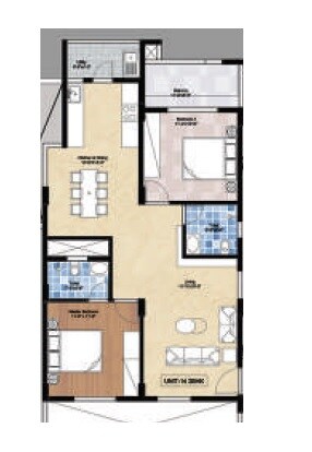 Floor plan of 2 BHK 1018 Sq. Ft. Apartment in Vanshika Sweven, Bangalore