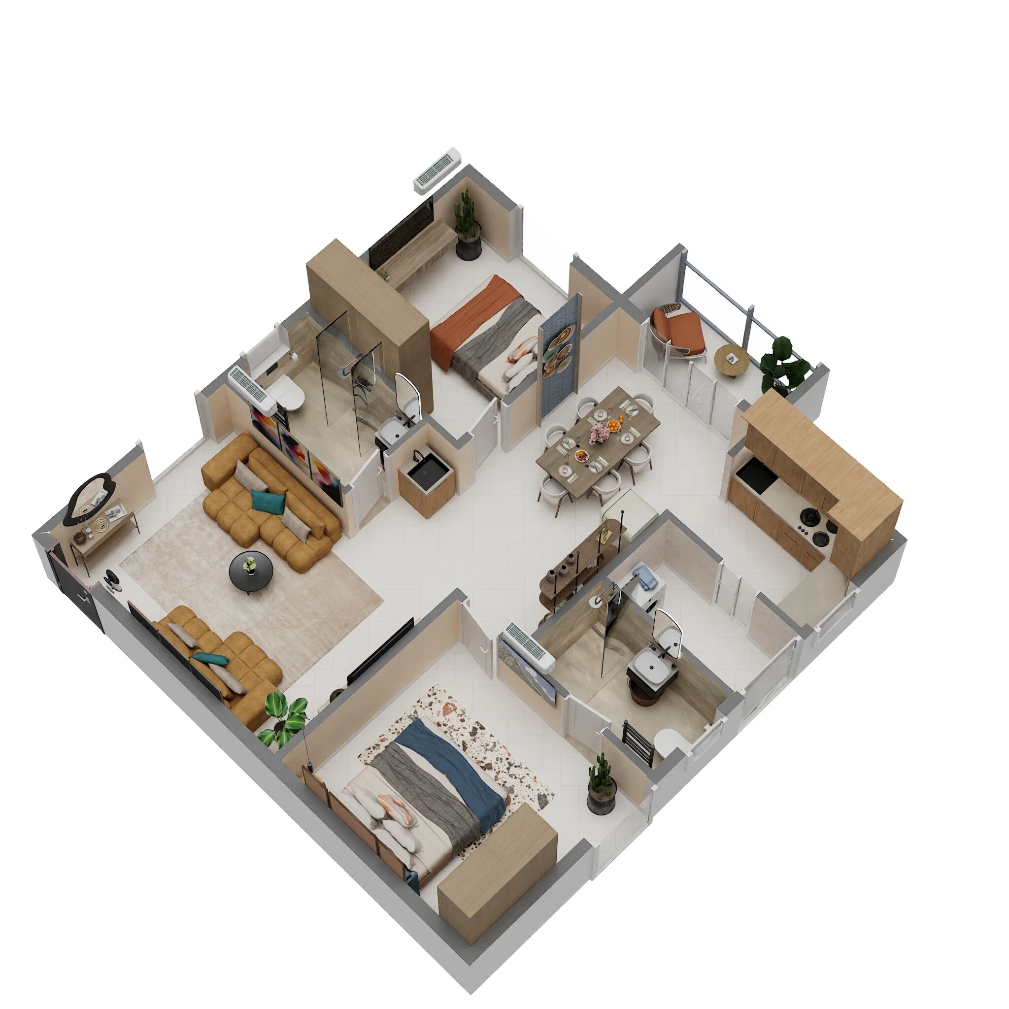 Floor plan of 2 BHK 1058 Sq. Ft. Apartment in Varasinduri Rings Avenue, Bangalore