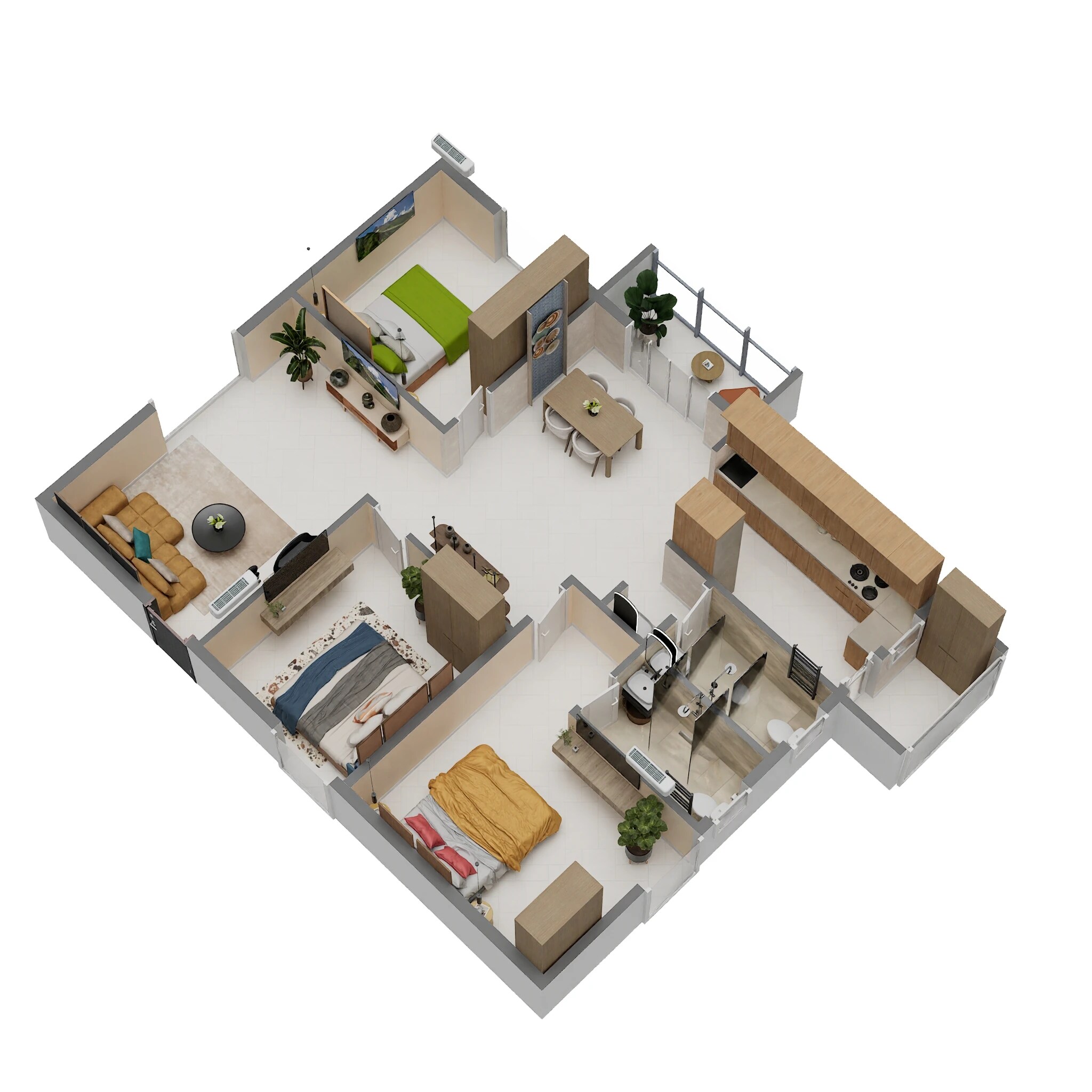 Floor plan of 3 BHK 1348 Sq. Ft. Apartment in Varasinduri Rings Avenue, Bangalore