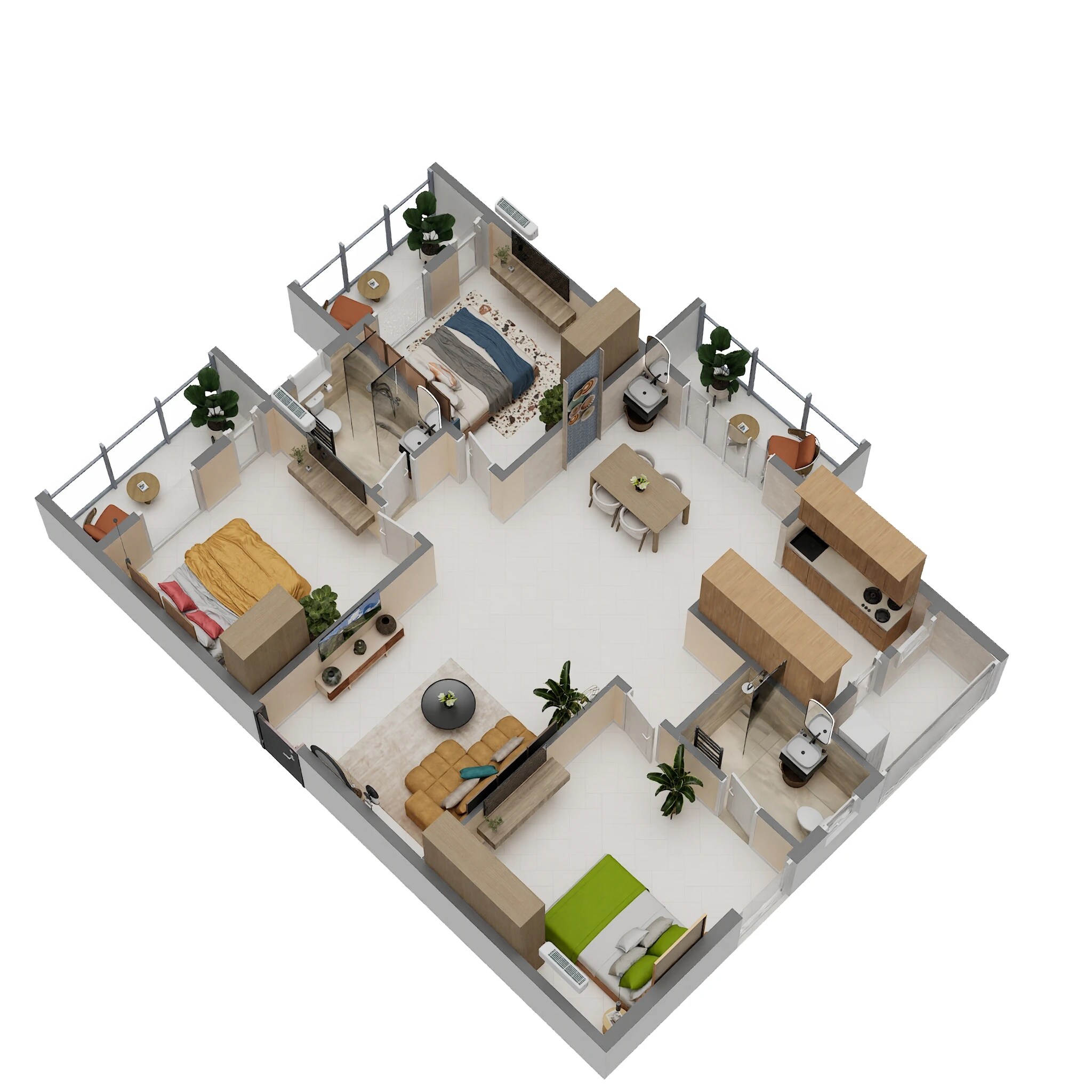 Floor plan of 3 BHK 1450 Sq. Ft. Apartment in Varasinduri Rings Avenue, Bangalore