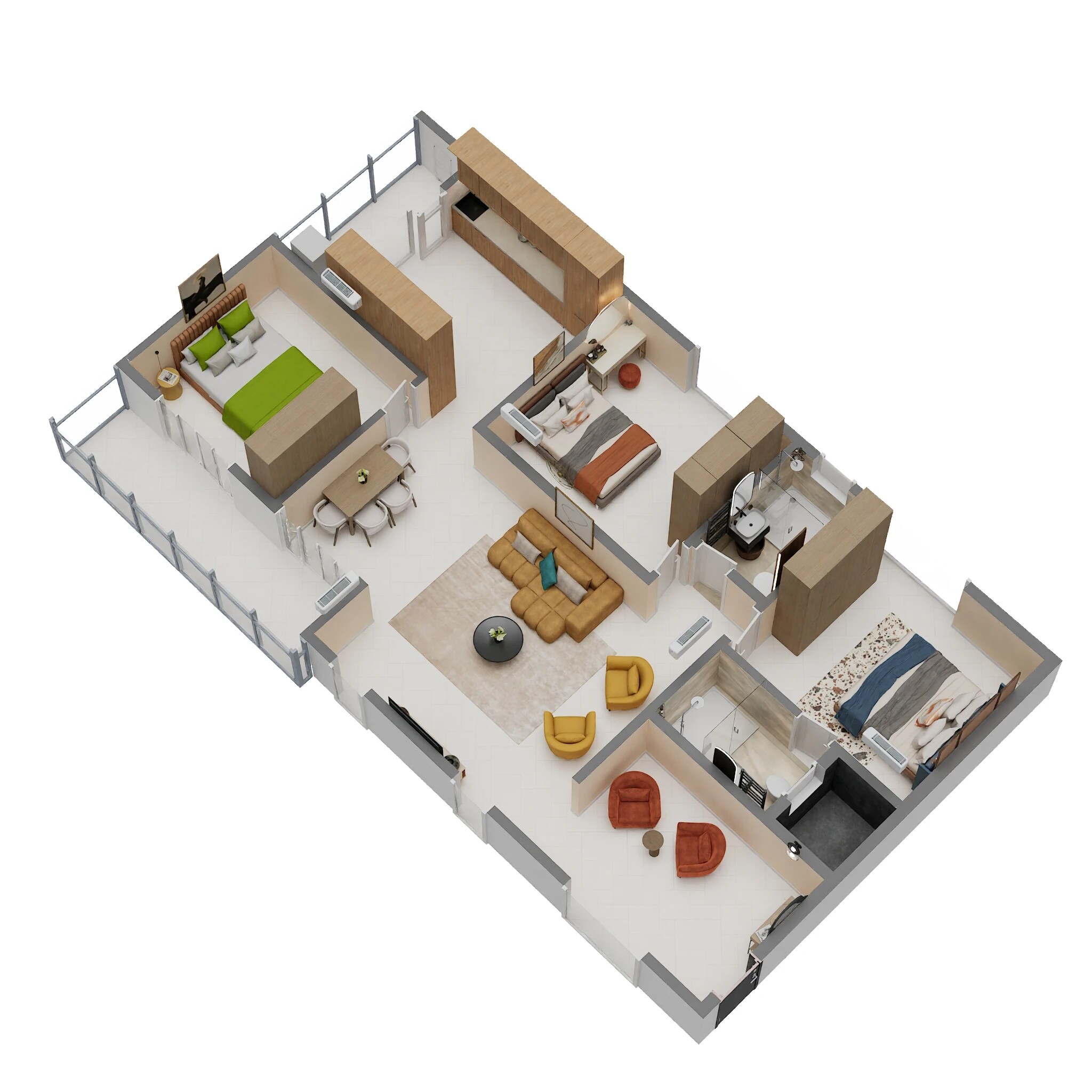 Floor plan of 2 BHK 1550 Sq. Ft. Apartment in Varshith Vistas, Bangalore