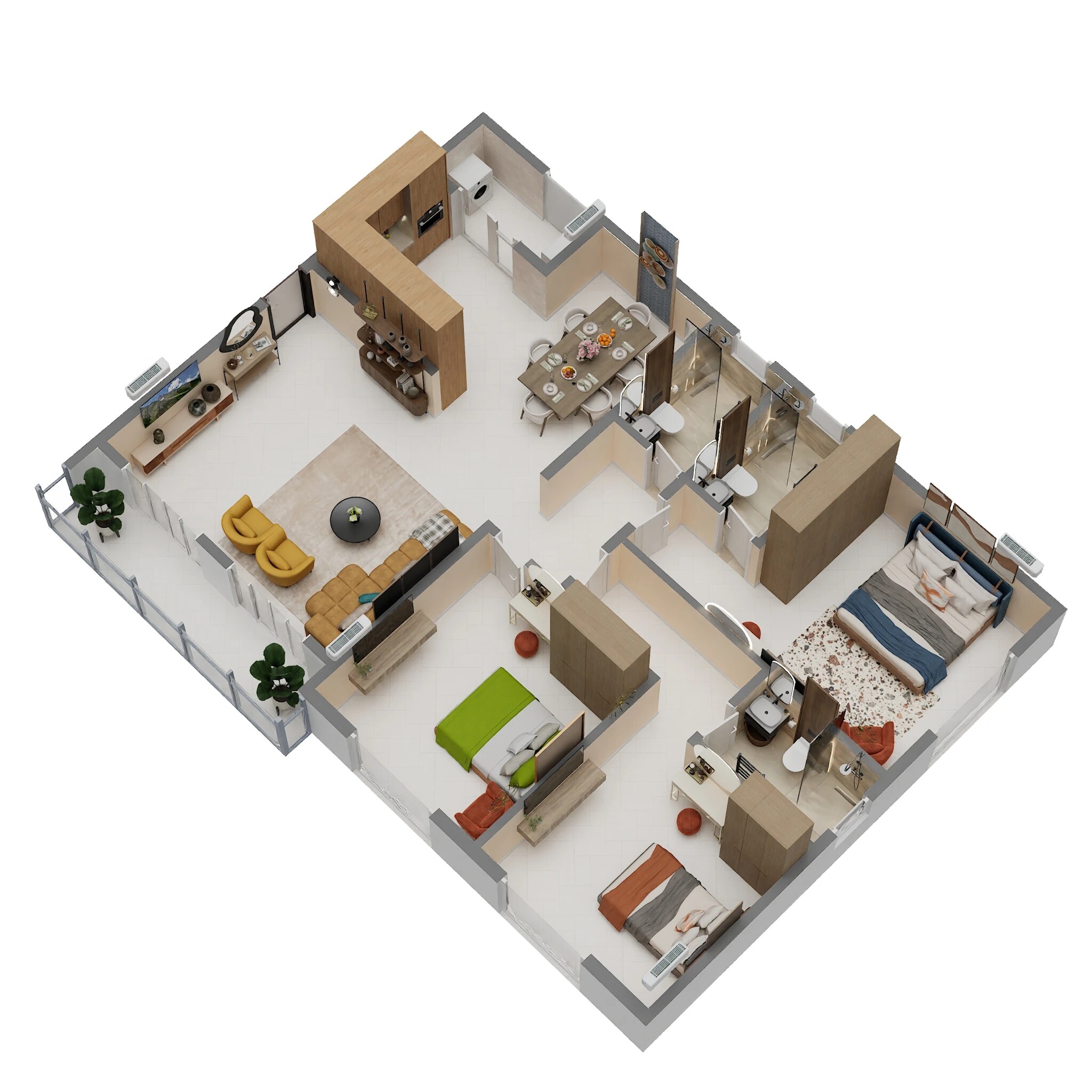 Floor plan of 3 BHK 1630 Sq. Ft. Apartment in Varshith Vistas, Bangalore