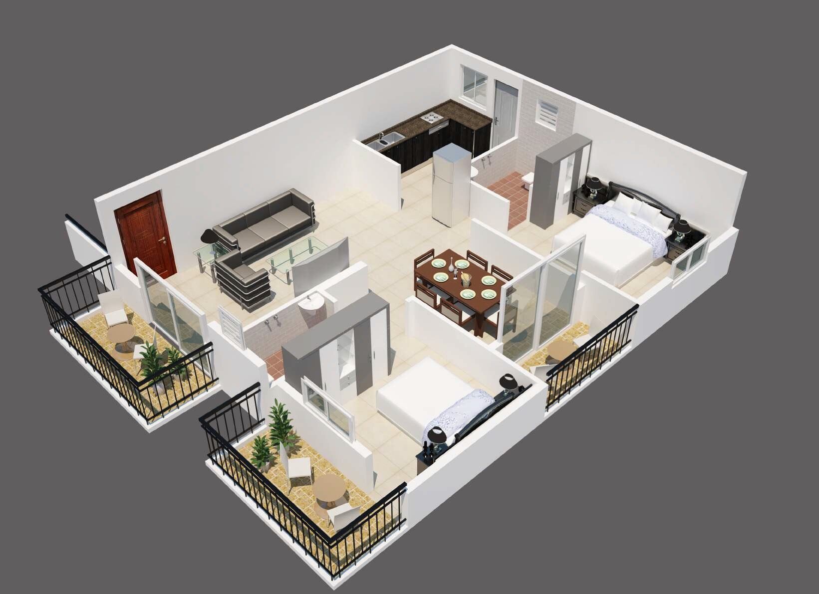 Floor plan of 2 BHK 1290 Sq. Ft. Apartment in Vasudha Springs, Bangalore