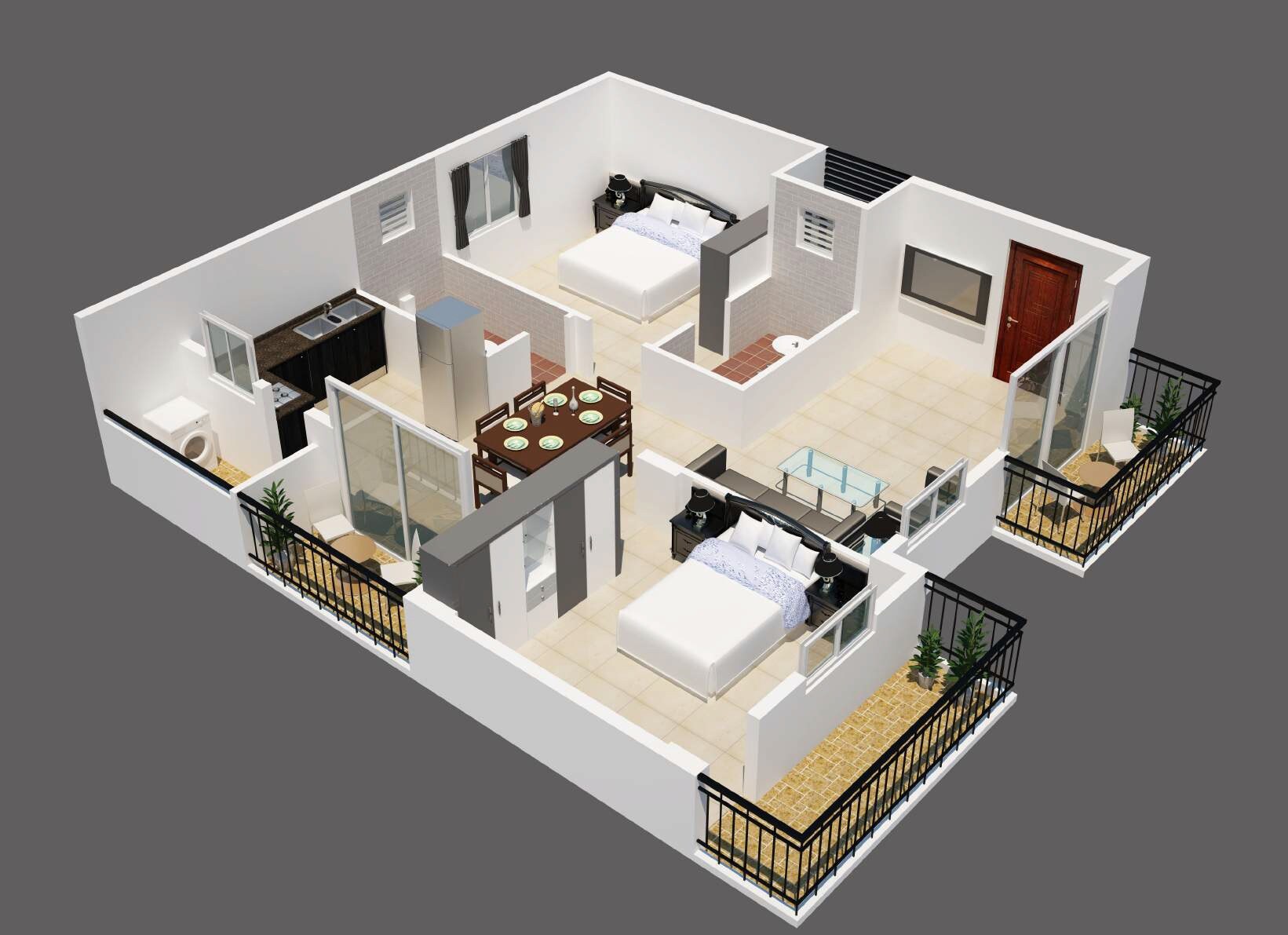 Floor plan of 2 BHK 1120 Sq. Ft. Apartment in Vasudha Springs, Bangalore