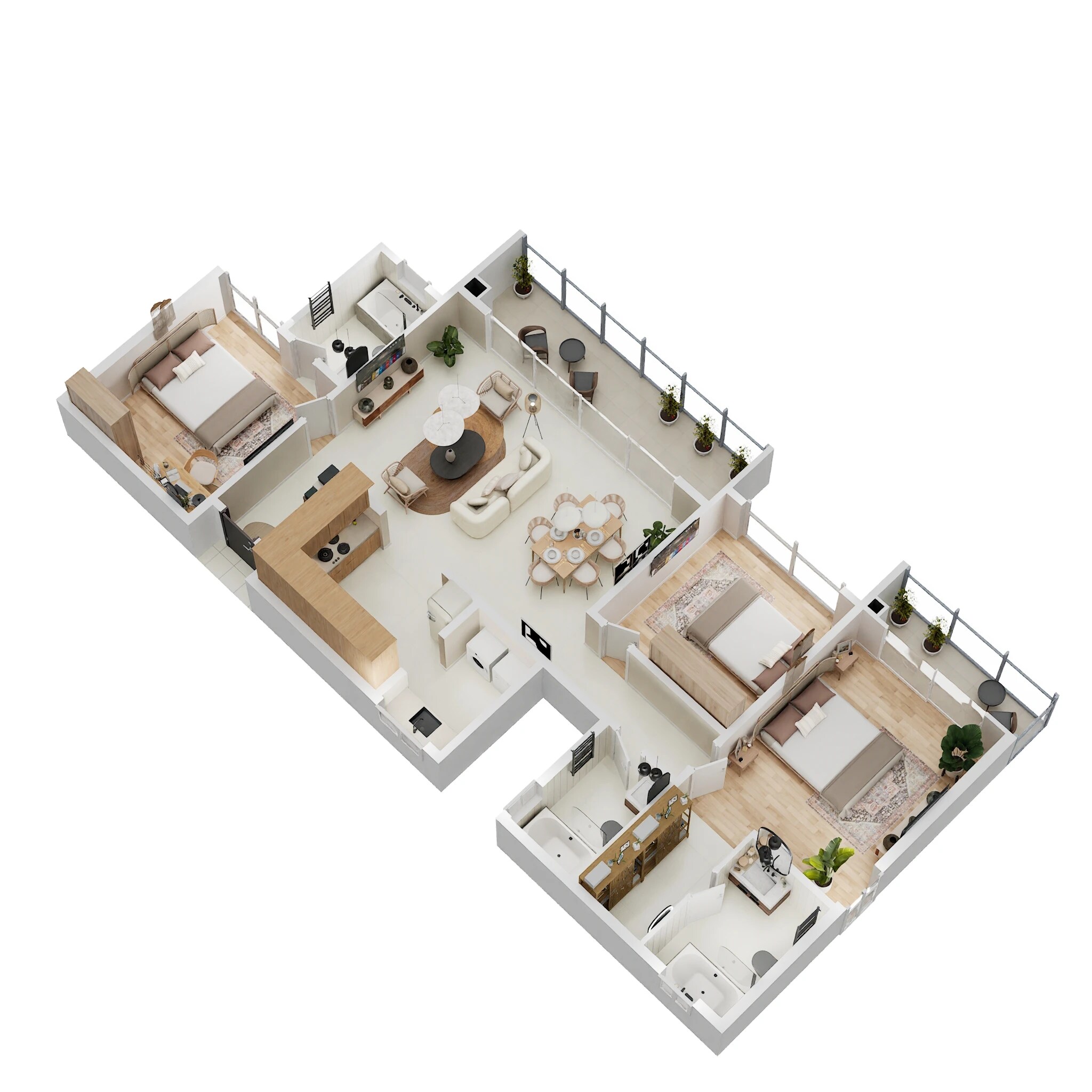 Floor plan of 3 BHK 1918 Sq. Ft. Apartment in VBHC Aurora, Bangalore