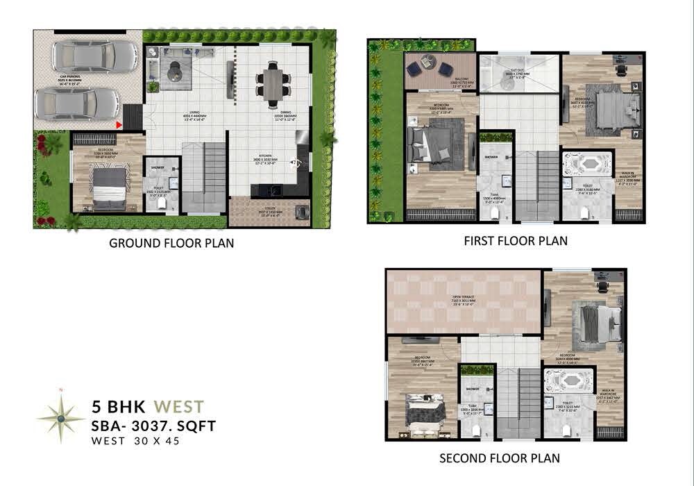 Floor plan of 5 BHK 3037 Sq. Ft. Villa in Vciti Vanna, Bangalore