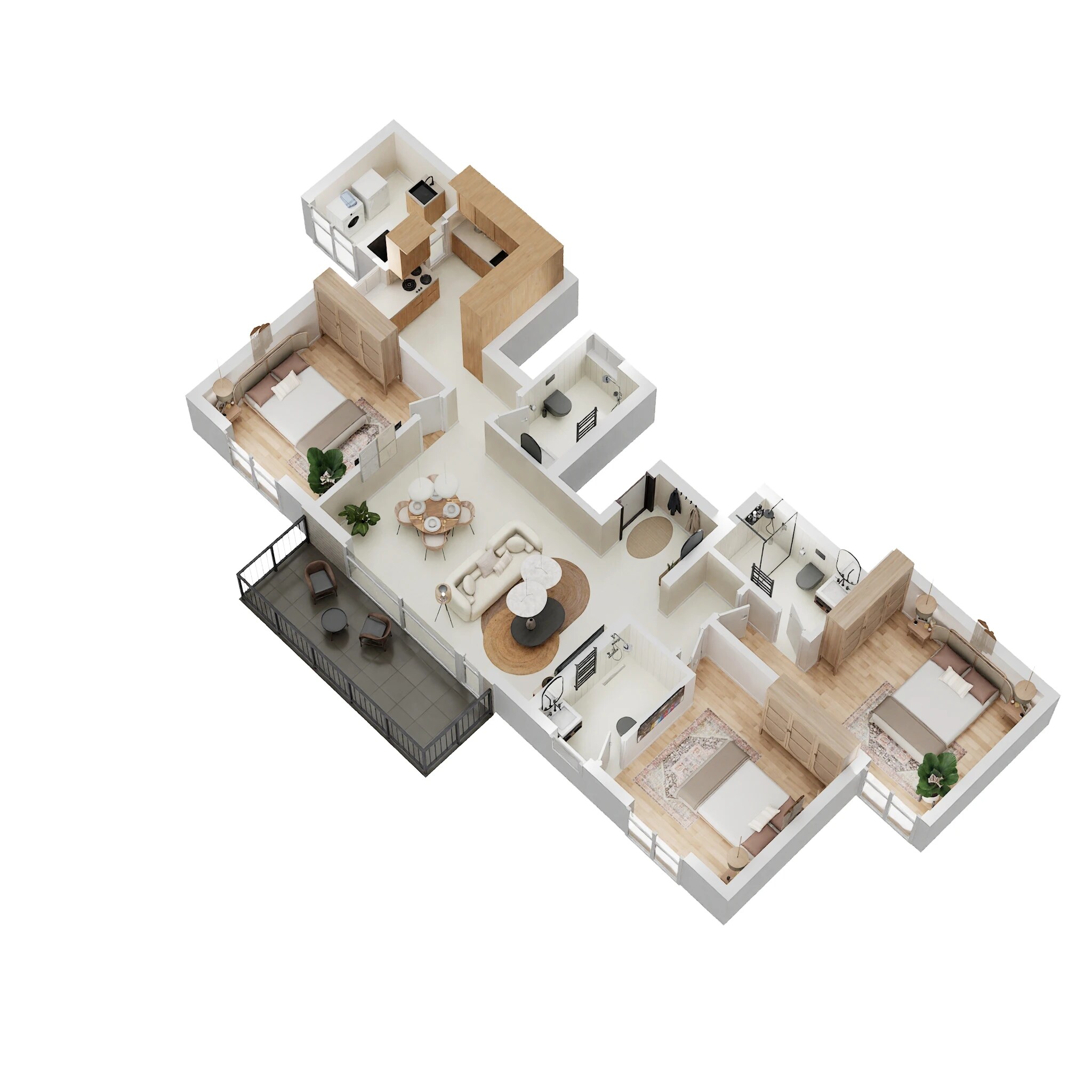Floor plan of 3 BHK 1833 Sq. Ft. Apartment in VDB Livingwalls True North, Bangalore