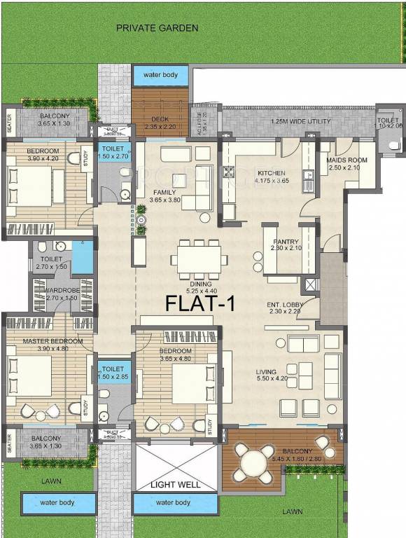 Floor plan of 3 BHK 2662 Sq. Ft. Apartment in VDB Nusa Dua Chromatic, Bangalore