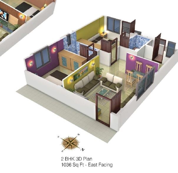 2 BHK 952 Sq. Ft. Apartment