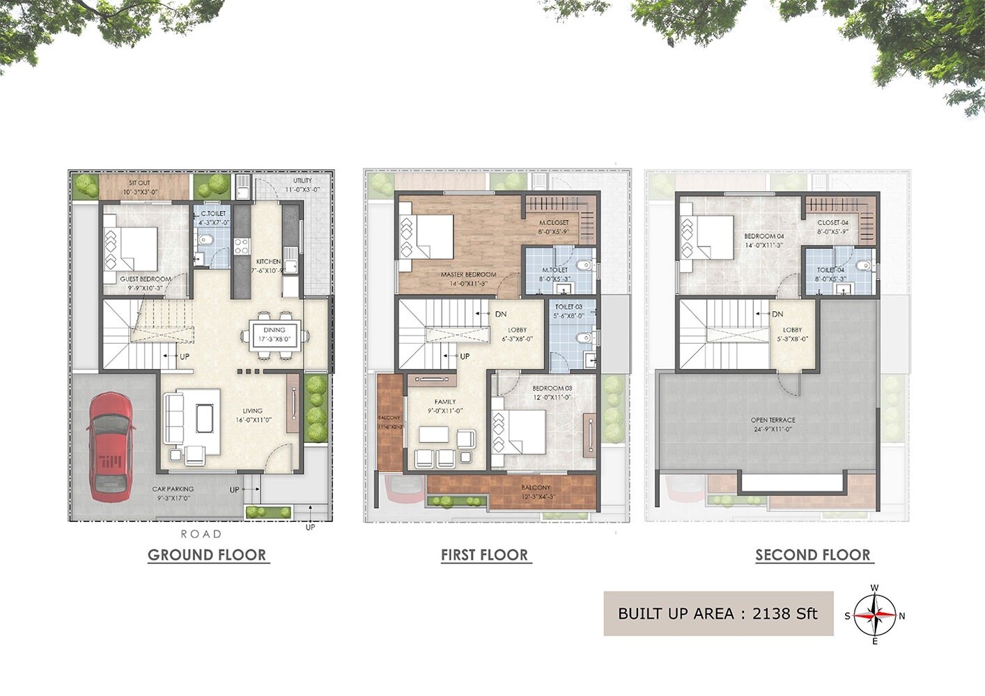 Floor plan of 4 BHK 2138 Sq. Ft. Villa in Velociti Bellevue Nest, Bangalore