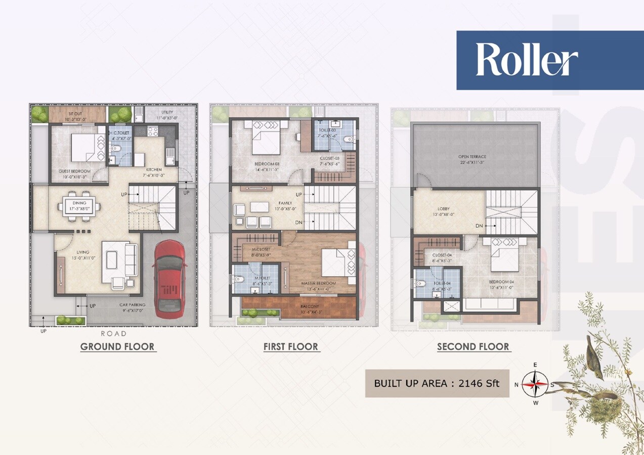 Floor plan of 4 BHK 2146 Sq. Ft. Villa in Velociti Bellevue Nest, Bangalore