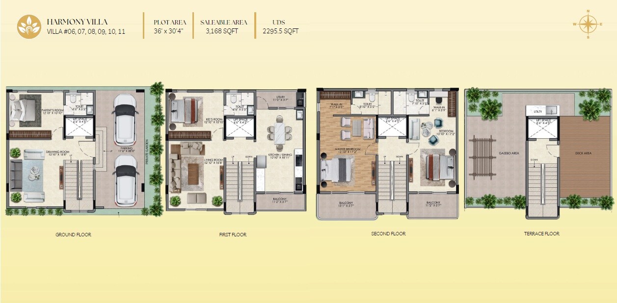 Floor plan of 4 BHK 3168 Sq. Ft. Villa in Venkateswara Whispers Of Bliss, Bangalore