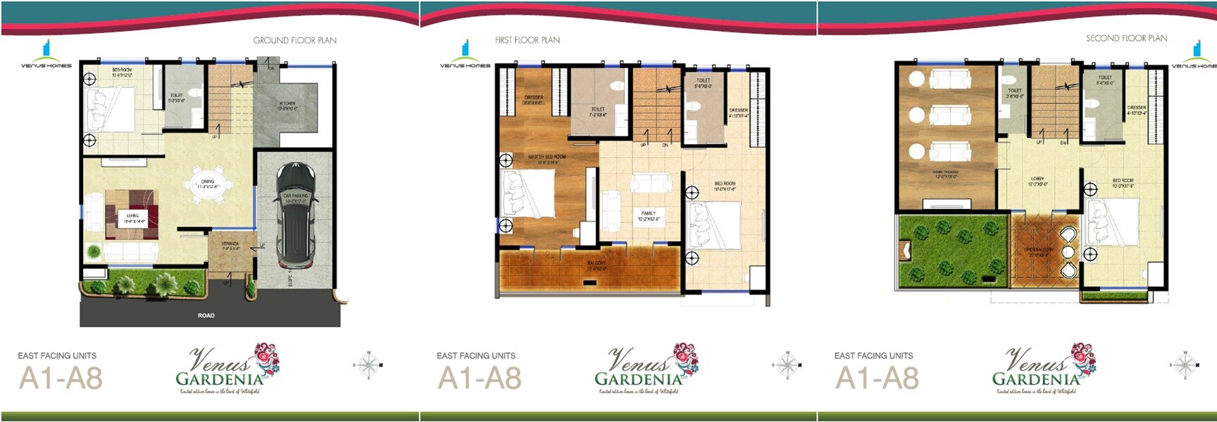 Floor plan of 4 BHK 2900 Sq. Ft. Apartment in Venus Gardenia, Bangalore