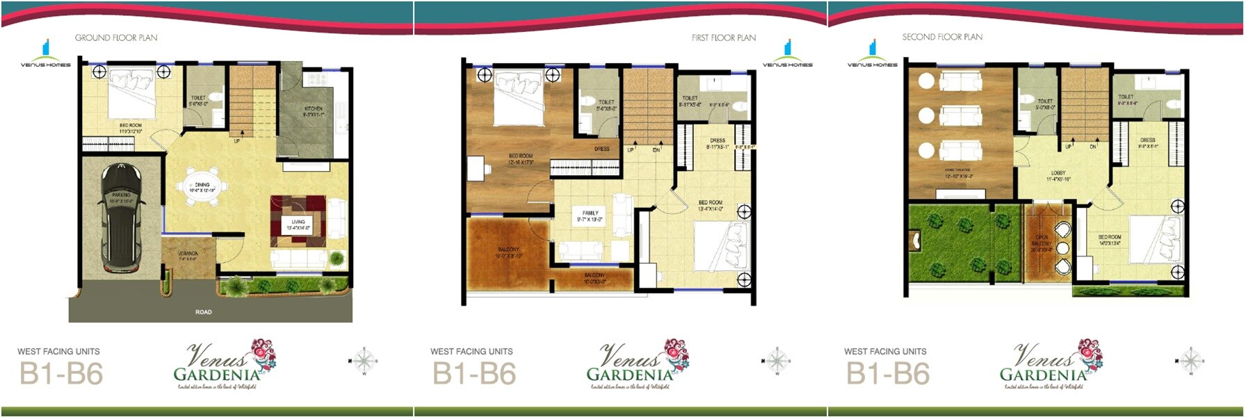 Floor plan of 4 BHK 3000 Sq. Ft. Apartment in Venus Gardenia, Bangalore