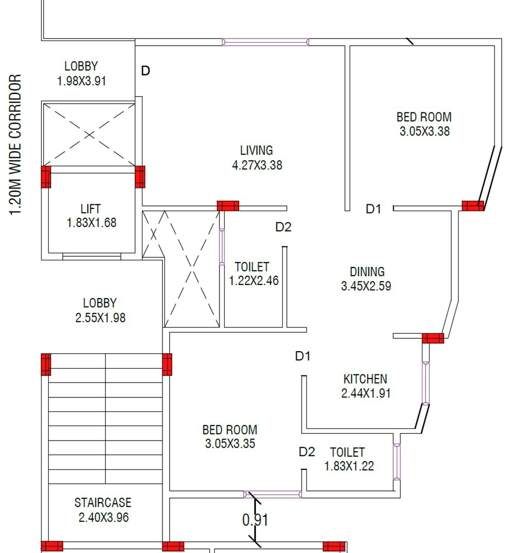 2 BHK 1105 Sq. Ft. Apartment