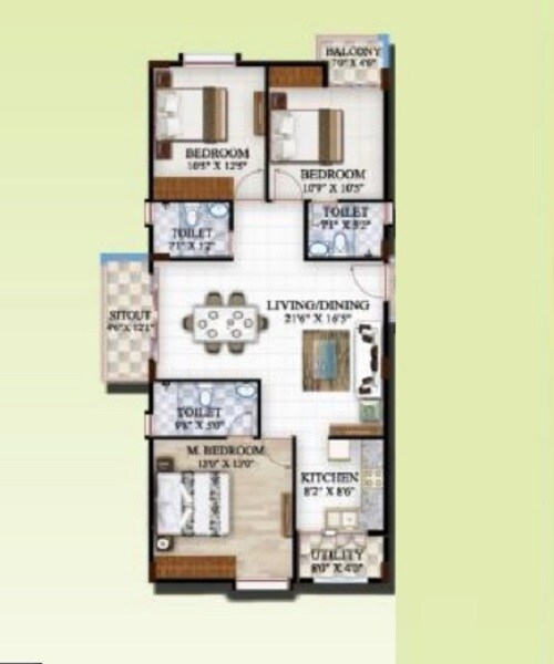 3 BHK 1535 Sq. Ft. Apartment