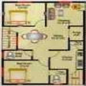 Floor plan of 2 BHK 1127 Sq. Ft. Apartment in Vindhya Residency, Bangalore