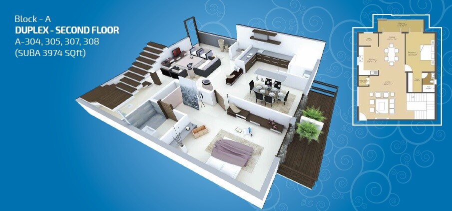 Floor plan of 4 BHK 3974 Sq. Ft. Apartment in Vinyaas Virtue, Bangalore