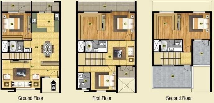 Floor plan of 4 BHK 2596 Sq. Ft. Villa in Vishwam Inside Out, Bangalore