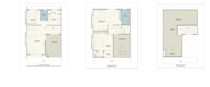 Floor plan of 3 BHK 1718 Sq. Ft. Row House in Vivansaa Amaryllies Boulevard, Bangalore