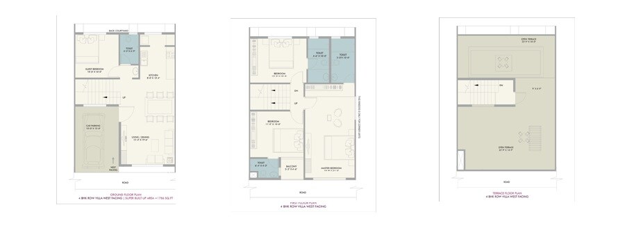 Floor plan of 4 BHK 1976 Sq. Ft. Row House in Vivansaa Amaryllies Boulevard, Bangalore