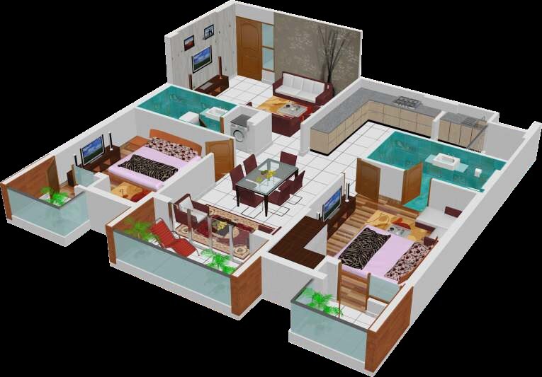 Floor plan of 2 BHK 1543 Sq. Ft. Apartment in VKC Chourasia Signature, Bangalore