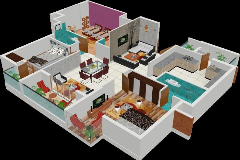 Floor plan of 3 BHK 1707 Sq. Ft. Apartment in VKC Chourasia Signature, Bangalore