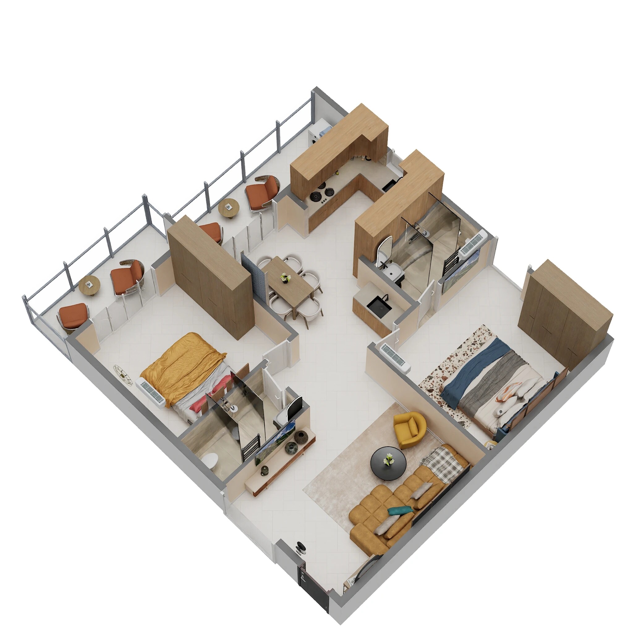Floor plan of 2 BHK 1171 Sq. Ft. Apartment in VKK Grand, Bangalore